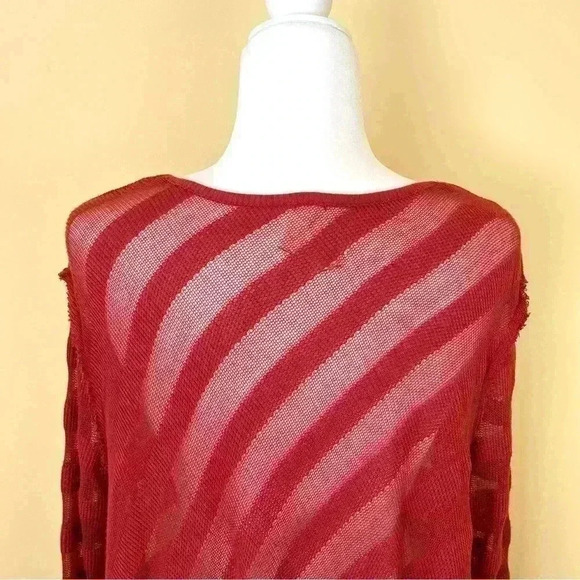 We The Free Orange Stripe V-Neck Boho Long Sleeve Sheer Wrap Style Dress Size S - Picture 7 of 13